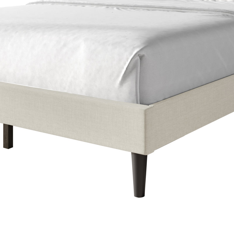 Glam Wingback Platform Bed, Beige, Queen