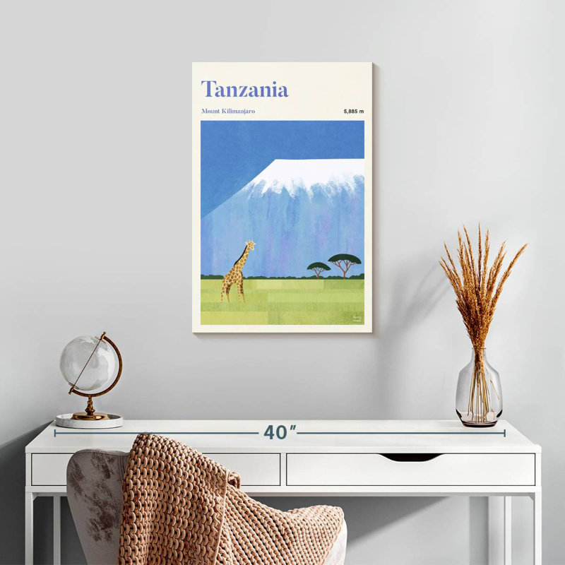 Affiche de voyage rétro Nicci Tanzanie Kilimanjaro, H 24 po x l 16 po