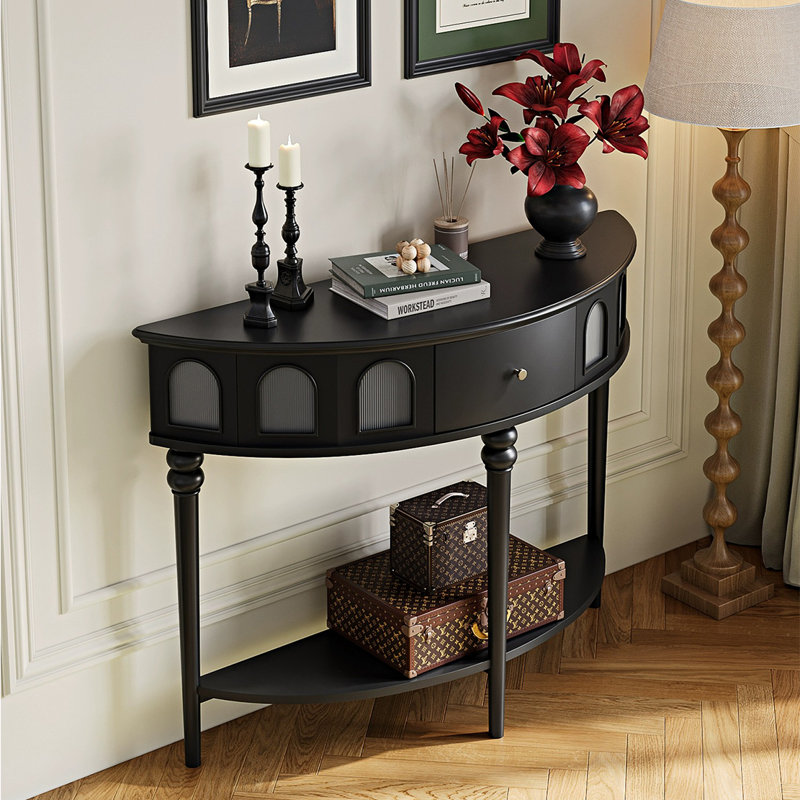 Console moderne minimaliste, H 34,65 po x l 39,37 po x P 15,75 po, Noir, noir, noir, noir