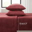 Ensemble de 4 draps très grands bourgogne 100% confortables et doux, brossé des deux côtés pour un toucher doux, contient un drap plat, 2 taies d'oreiller ajustées, convient aux matelas de 16 po, lavable à la machine, confortable, sur les côtés, est livré
