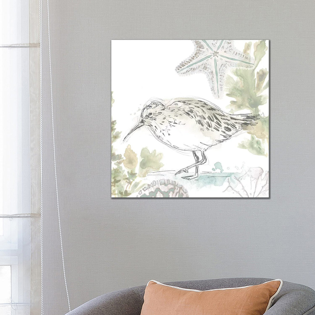 Seaside Sandpipers II by June Erica Vess - Wrapped Canvas Print