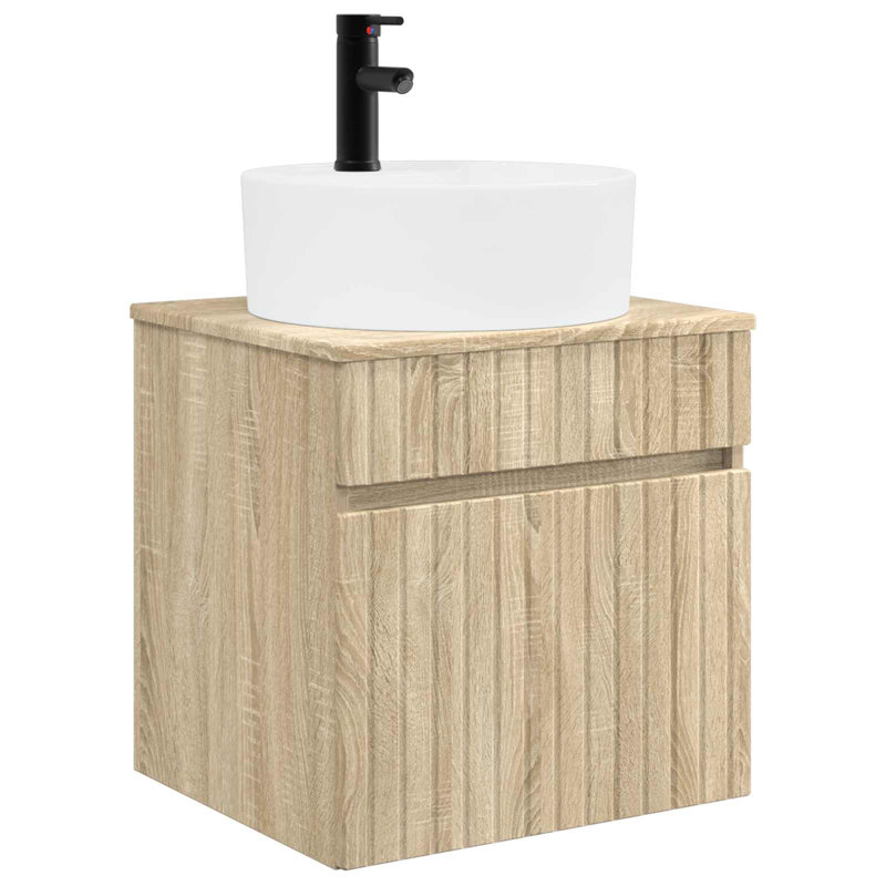 Single Bathroom Vanity with Ceramic Basin, Sonoma Oak