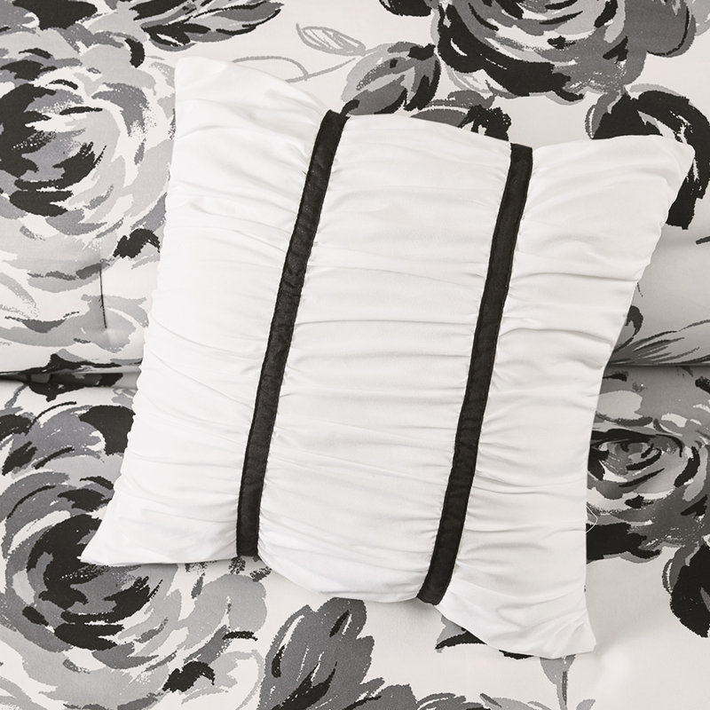 Édredon simple / simple TG et taie décorative - imprimé floral, oreiller simple