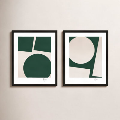 You and Me in Green Set of 2 by Lee Lessem - Framed Wall Art