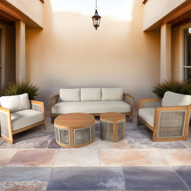 Ensemble de conversation de patio pour 5 personnes avec coussins Acacia