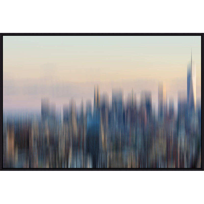 Downtown Manhattan Sunset Print by Richard Silver, 41.75" H x 61.75" W x 1.5" D, Glass Coat