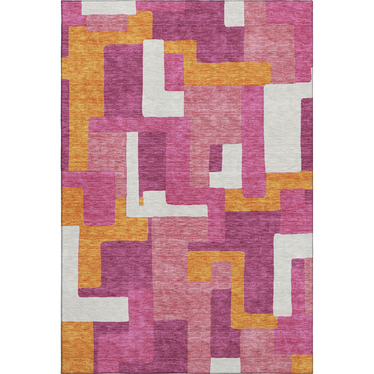 Premium Machine Washable Prisco Pink Rug