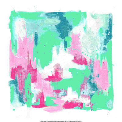 Rosé et bleu sarcelle et bleu abstrait - peinture sur toile tendue