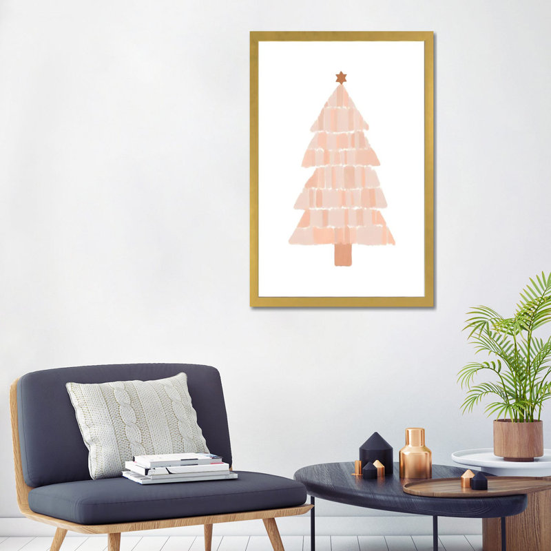 "Arbre de Noël" par Orara studio, reproduction d’art, Blanc, Papier encadré doré, H 32 po x l 24 po x P 1 po