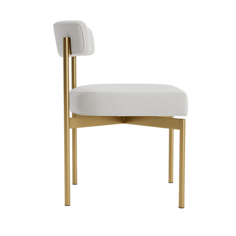 Remy Upholstered Dining Chair, Performance Velvet - Silver, Brushed Brass