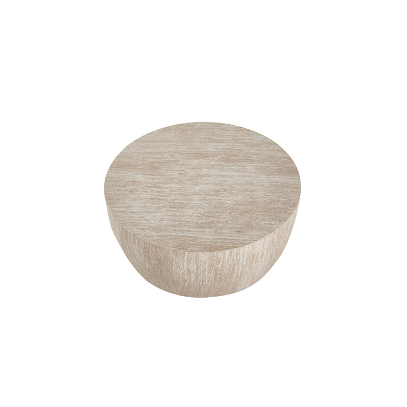 Table basse ronde à deux niveaux avec placage de bois de ronce - entièrement assemblée, Bois naturel