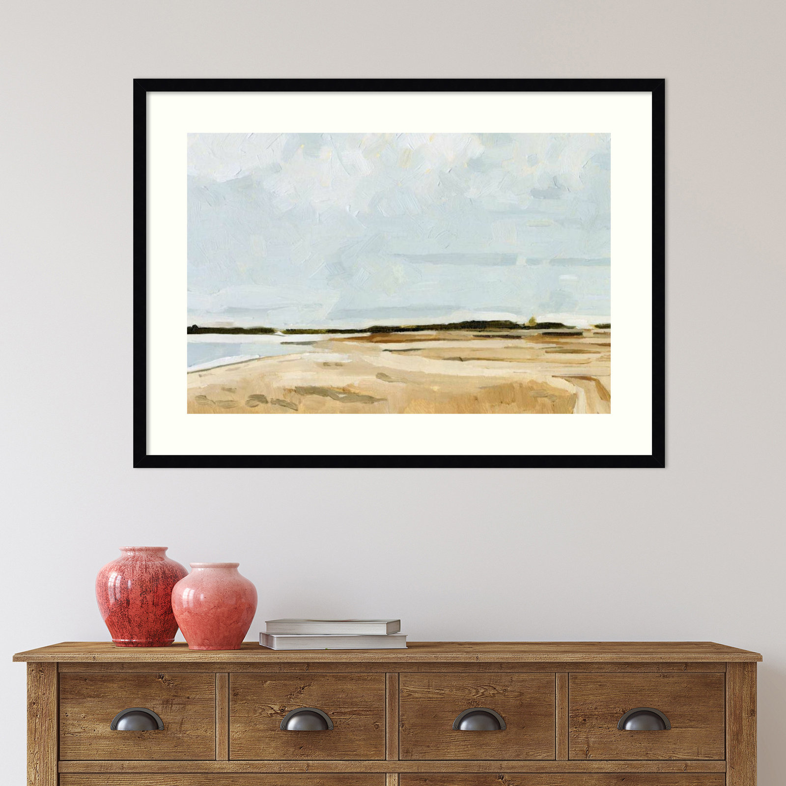 Quiet Coast I by Emma Caroline, 27" H x 37" W, Black Framed Paper