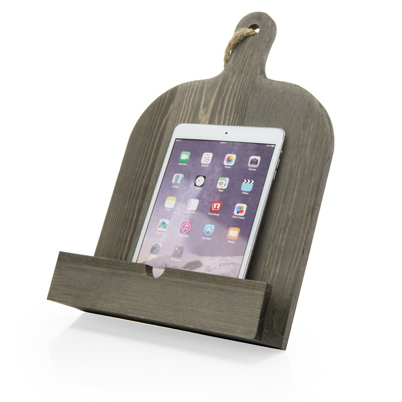 Cutting Board Style Grey Portable Electronic Mount for Less than 20" Screens with Shelving, Holds up to 3.6 kg.