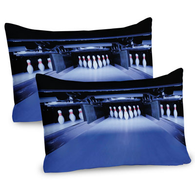 Ambesonne Bowling Party Pillow Sham 2 Pack Symmetrical Pins Blue White Red -  pil-2_38147_26x20