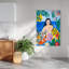 Vibrant Tropical Woman Tiger Bold Colorful Vibrant Tiger Flower Ocean Wall Art Print by Mathieu - Wrapped Canvas Print-1788751208