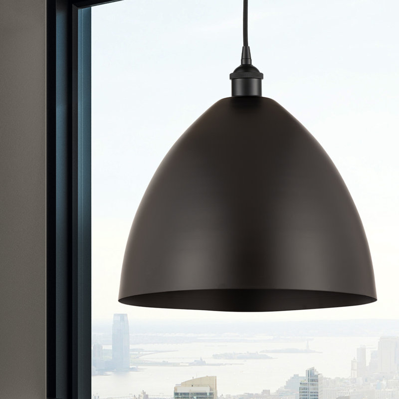 Luminaire suspendu conique à 1 lumière, Noir mat, Noir mat