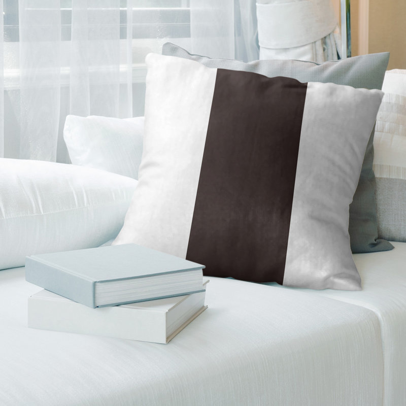 Housse de coussin, 18 po x 18 po, Blanc / Brun, Faux lin