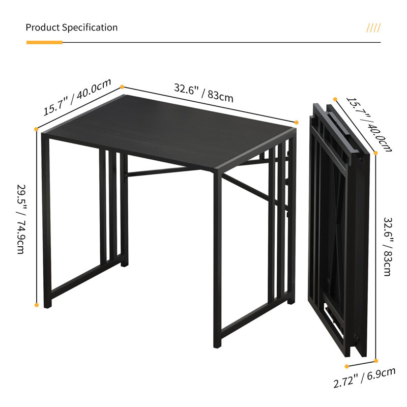 Metal Base Computer Desk, Black/Black