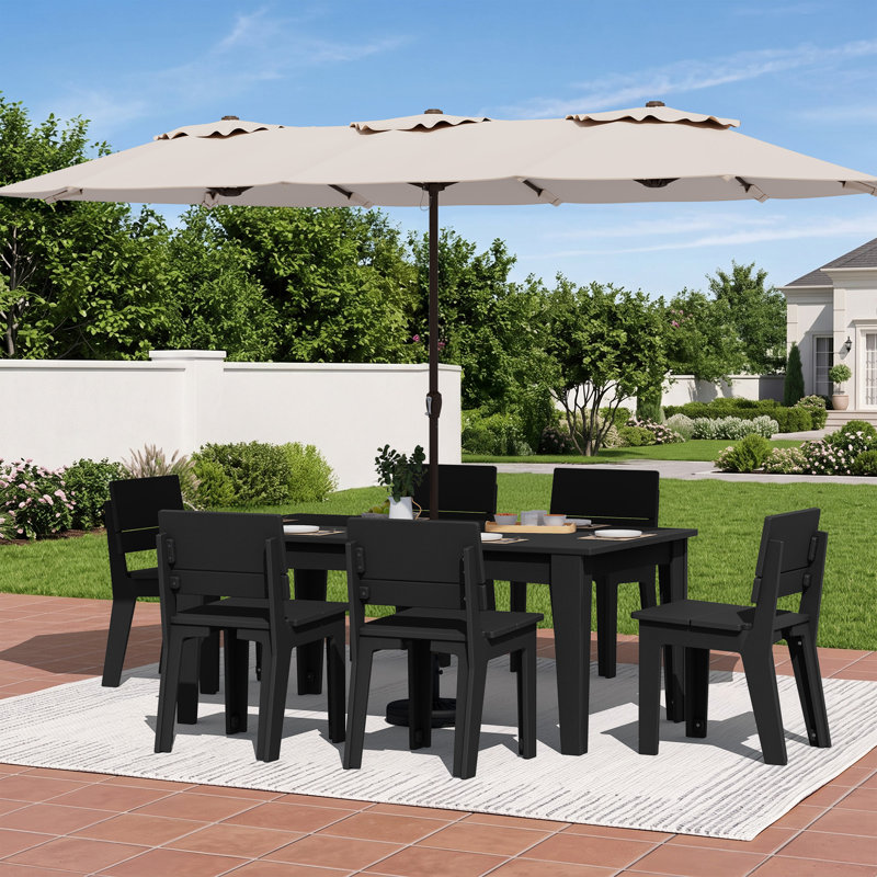 Chaises de salle à manger d'extérieur Planta en PEHD sans accoudoirs, résistantes aux intempéries (lot de 2), Noir