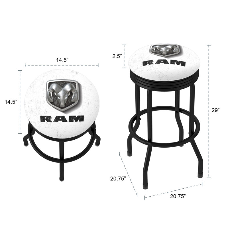 Swivel Upholstered Counter Stool with Metal Frame, White