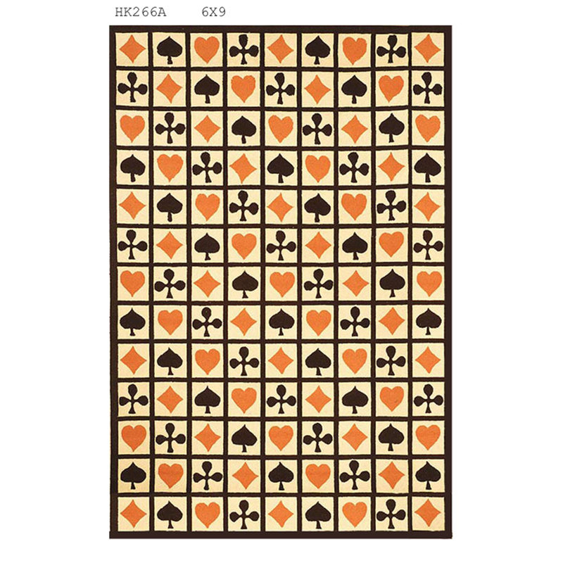 Roseta Hand Hooked Wool Pile Geometric Rug, Rectangle 5'3" x 8'3"