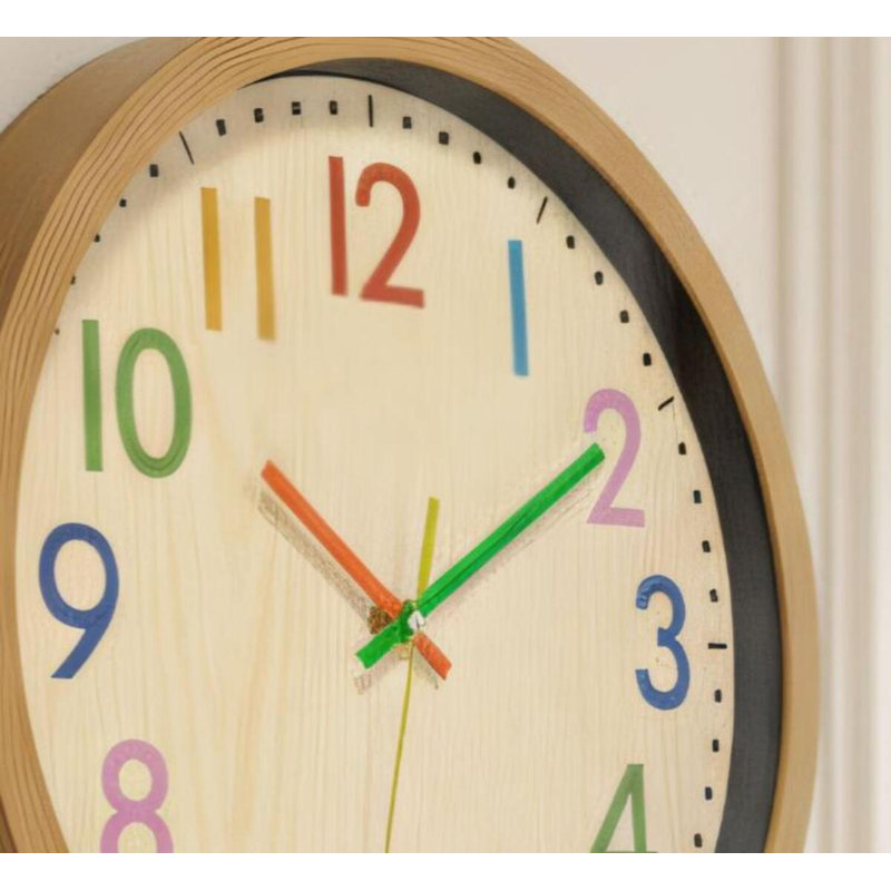 Colorful Silent Wall Clock For Children, 12 Inches, No Ticking, Battery Powered, Suitable For Classrooms, Playrooms, Nurseries, Bedrooms, And Schools.