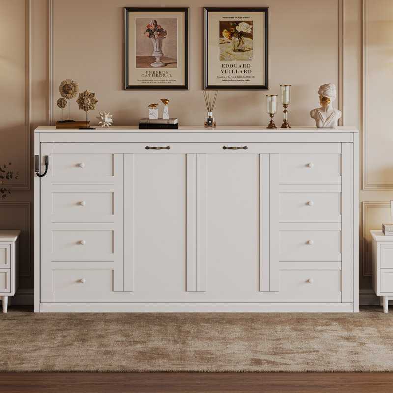 Murphy Bed With LED Light, Twin, White