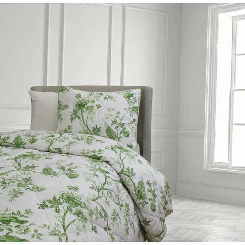 Josephine Quilted Coverlet, White/Sage, Queen