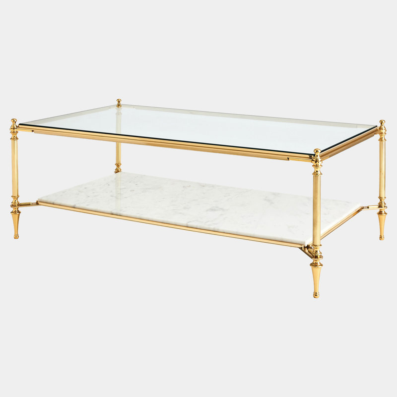 Medford Glass Cocktail Table, Brass