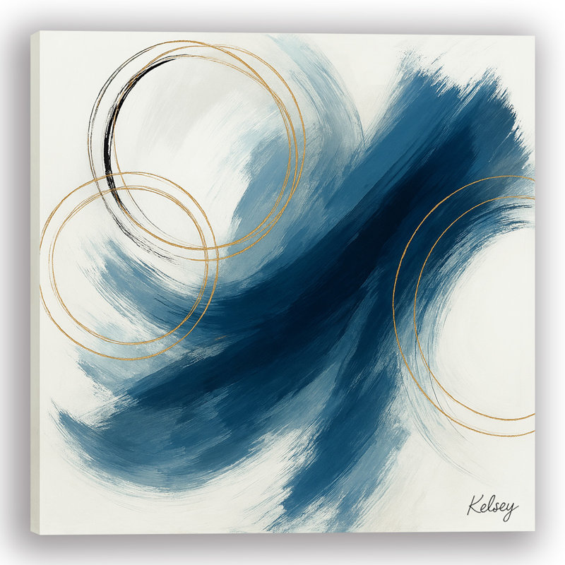 Impression sur toile abstraite marine et dorée «Golden C Courants»
