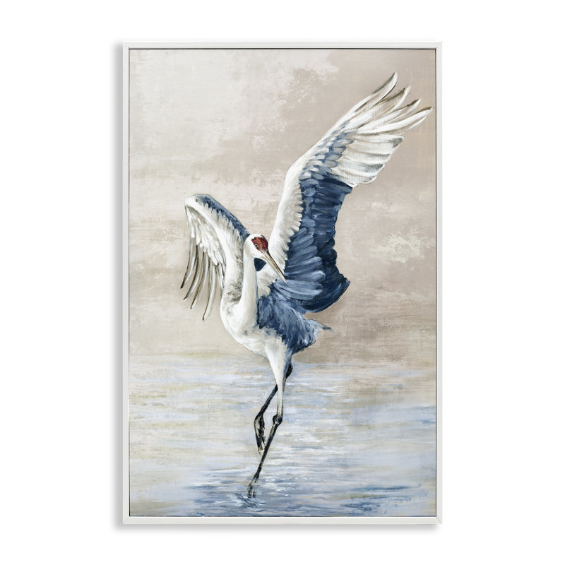  «Dancing Crane on Shore», art de la giclée encadrée par Eli Jones, H 24 po x l 16 po