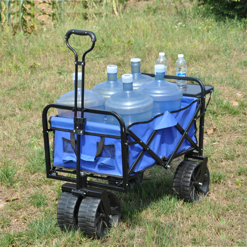 Chariot de plage pliable, Noir / bleu foncé, H 3,51 po x l 3,18 po x P 1,65 po
