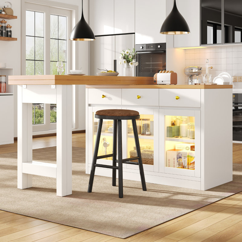 Wood Kitchen Island, White