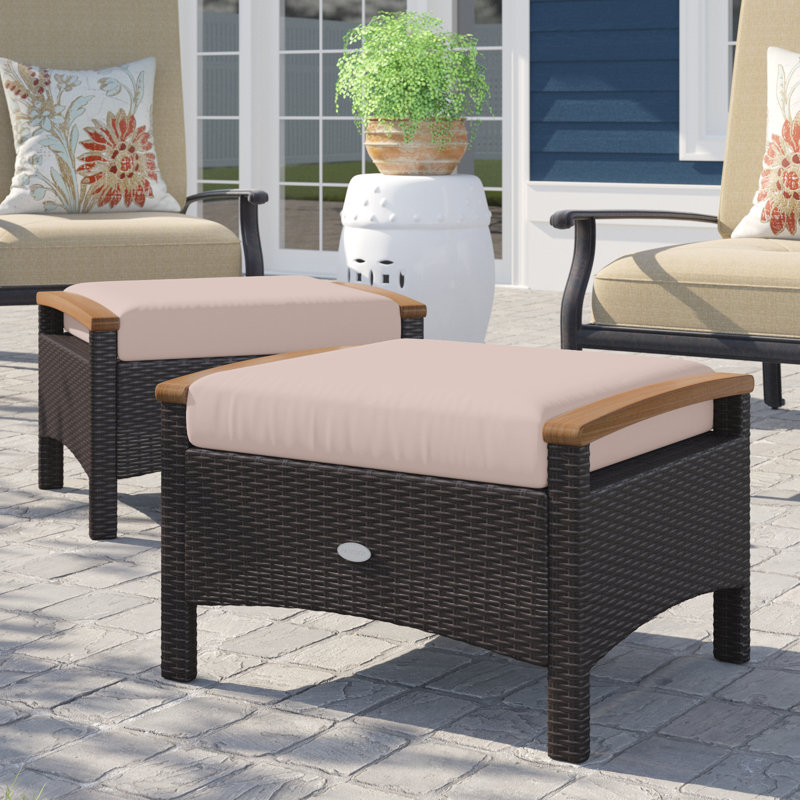 Repose-pieds d'extérieur avec coussin Ansby, Beige