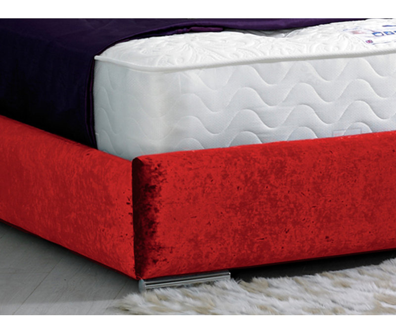 Uma Upholstered Bed, Super King (6'), Red Crush Velvet