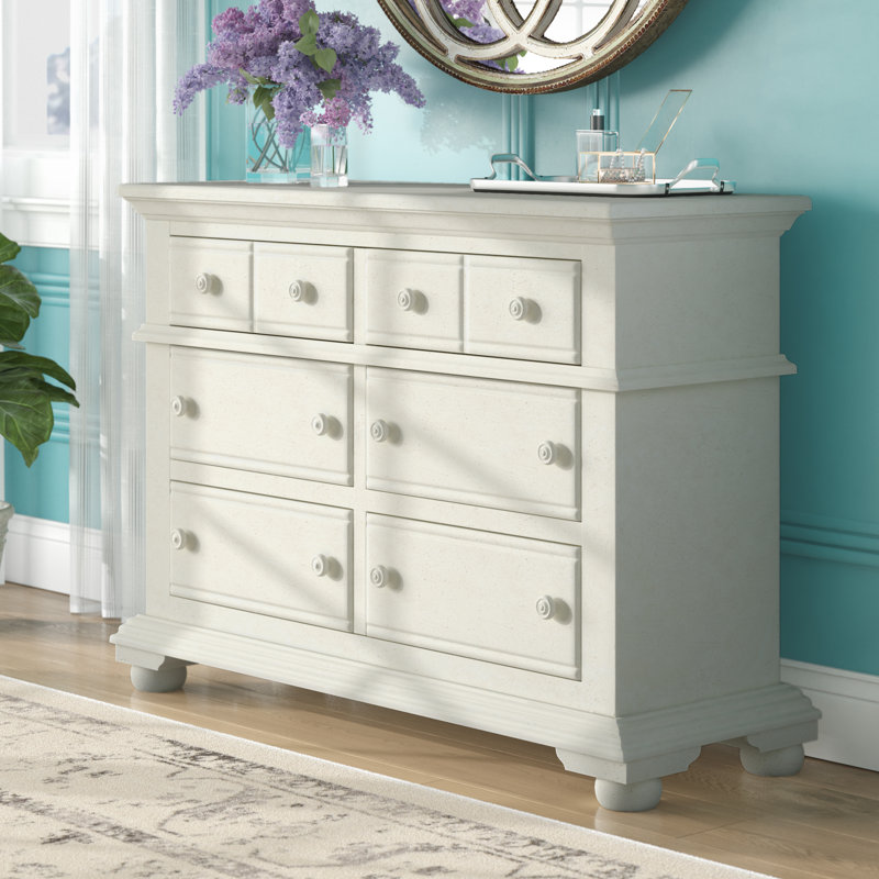 Khoury 52'' W 6 - Drawer Dresser, Distressed Eggshell White