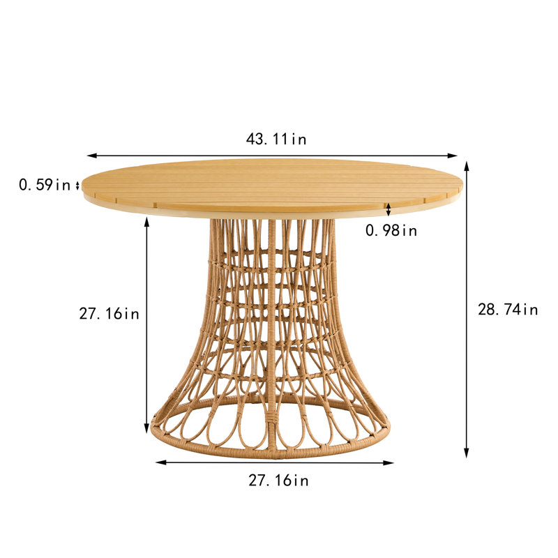 Table de salle à manger portative pliable en bois multifonctionnelle, naturelle intérieure et extérieure universelle