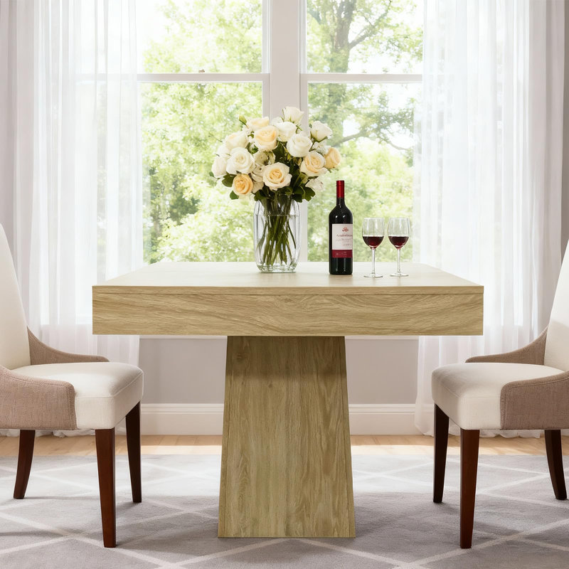 Table de salle à manger carrée peu encombrante pour 4 personnes - de style campagnard moderne avec base en piédestal en bois - Table compacte de 31,5 po idéale pour la salle à manger, le salon et les appartements