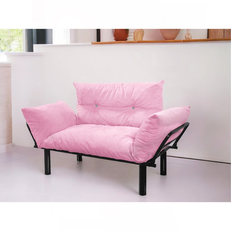 Ewald Upholstered 49'' Sofa, Pink Microfiber/Microsuede