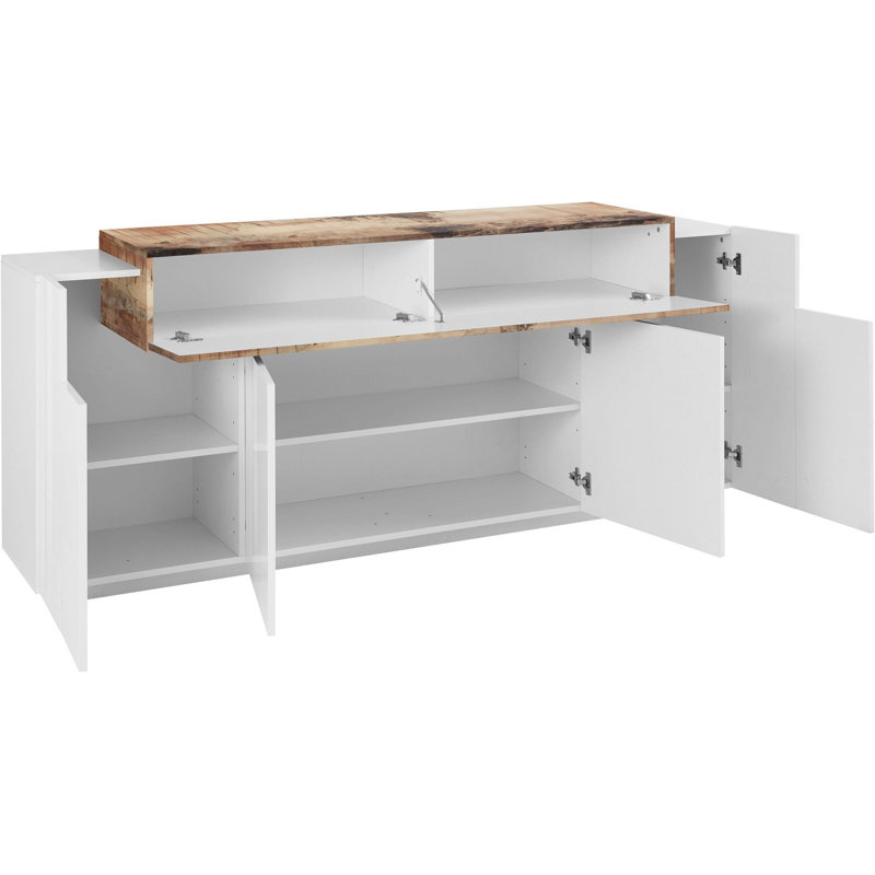 Nostrand 160 Cm Wide Sideboard, 85.6cm H x 200cm W x 45cm D, White/Maple
