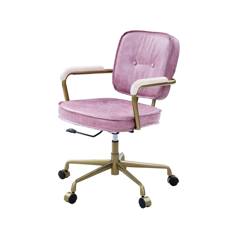 Chaise de bureau pivotante, fauteuil rembourré pour bureau personnel, Rose
