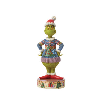 Figurine de Noël Dr Seuss le Grinch Jim Shore portant un chandail moche de Dr Seuss Grinch