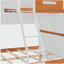 Lit superposé simple au-dessus d'un lit double en bois avec garde-robe, tiroirs, tablettes et lumière DEL (blanc + orange)