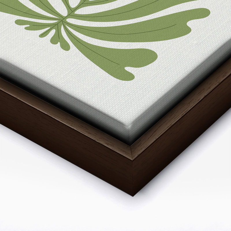Feuilles de palmier tropicales No4, 11"H x 14"W, Canvas, Brown Framed