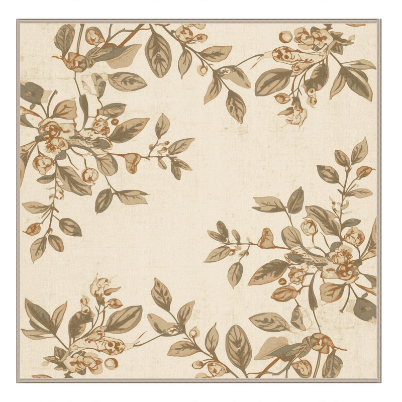 Tapis lavable à la machine à motif rétro style campagne française Orlandra, Carré 5 pi