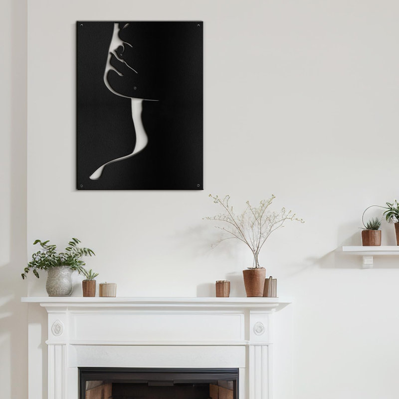 Décoration murale en métal, H 30 po x l 20 po x P 0,05 po, Noir