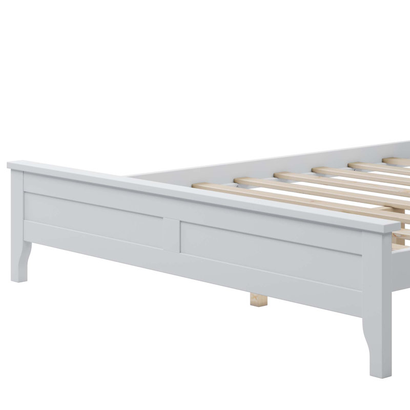 Tramarcus Modern Solid Wood Platform Bed with Headboard, Full, White