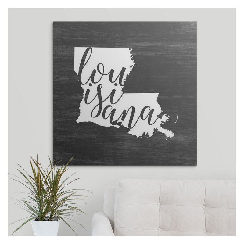 « home state typography louisiana », impression sur cercle intérieur, H 20 po x l 20 po x P 1,5 po, Toile
