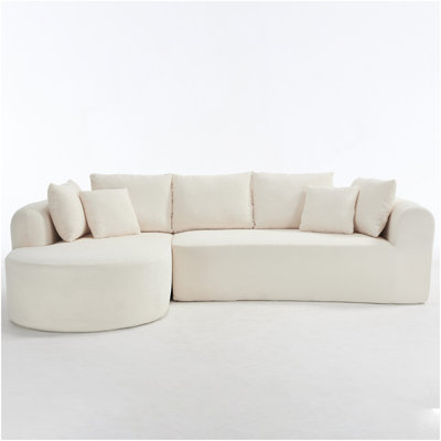 109 Inch Cloud Sectional Couch, Boneless Sofa For Living Room, Corduroy Modular Couch With L Shape Chaise, Modern Compressed Sofa In A Box, Memory Foam Filling (IVORY)