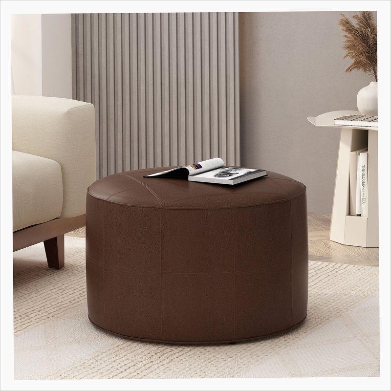 Petit repose-pieds Arniesha, Simili cuir brun foncé